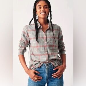 Faherty Women's Classic Flannel Organic Cotton Plaid Button Up Shirt Size XS